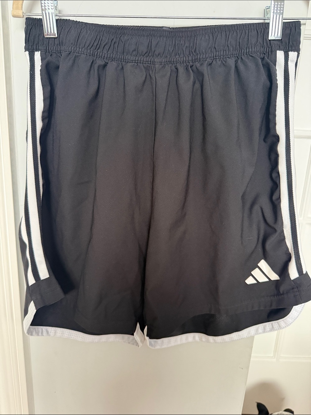 adidas Black Athletic Shorts with White Side Stripes